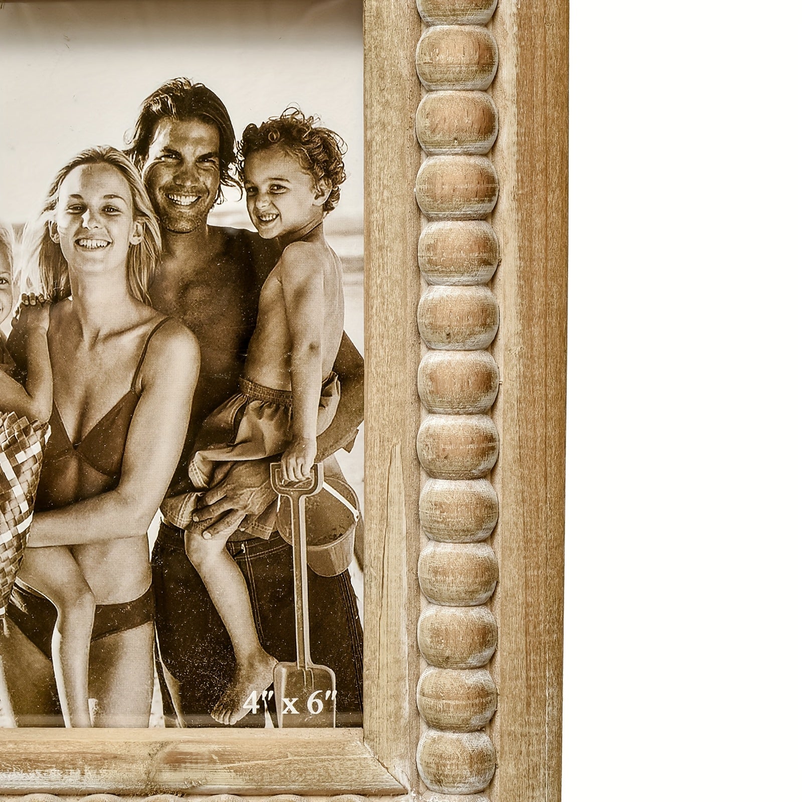 Rustic Distressed 3 Photos Folding Picture Frame Collage with Decorative Wood Beads, 3 Picture Frames 4x6 for Table Or Wall Hanging, Farmhouse Gift Idea for Family And Friends