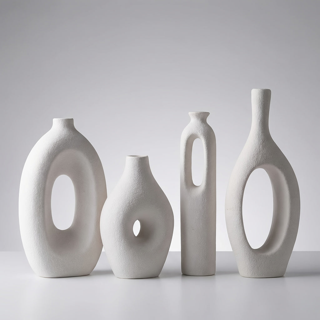 12pcs White Ceramic Vases, Bohemian Style Vases, Suitable for Banquets, Parties, Festivals, Weddings, Homes, Restaurants, Table Decorations, Aesthetic Rooms, Four Seasons Decorations, Christmas And Other Holiday Gifts