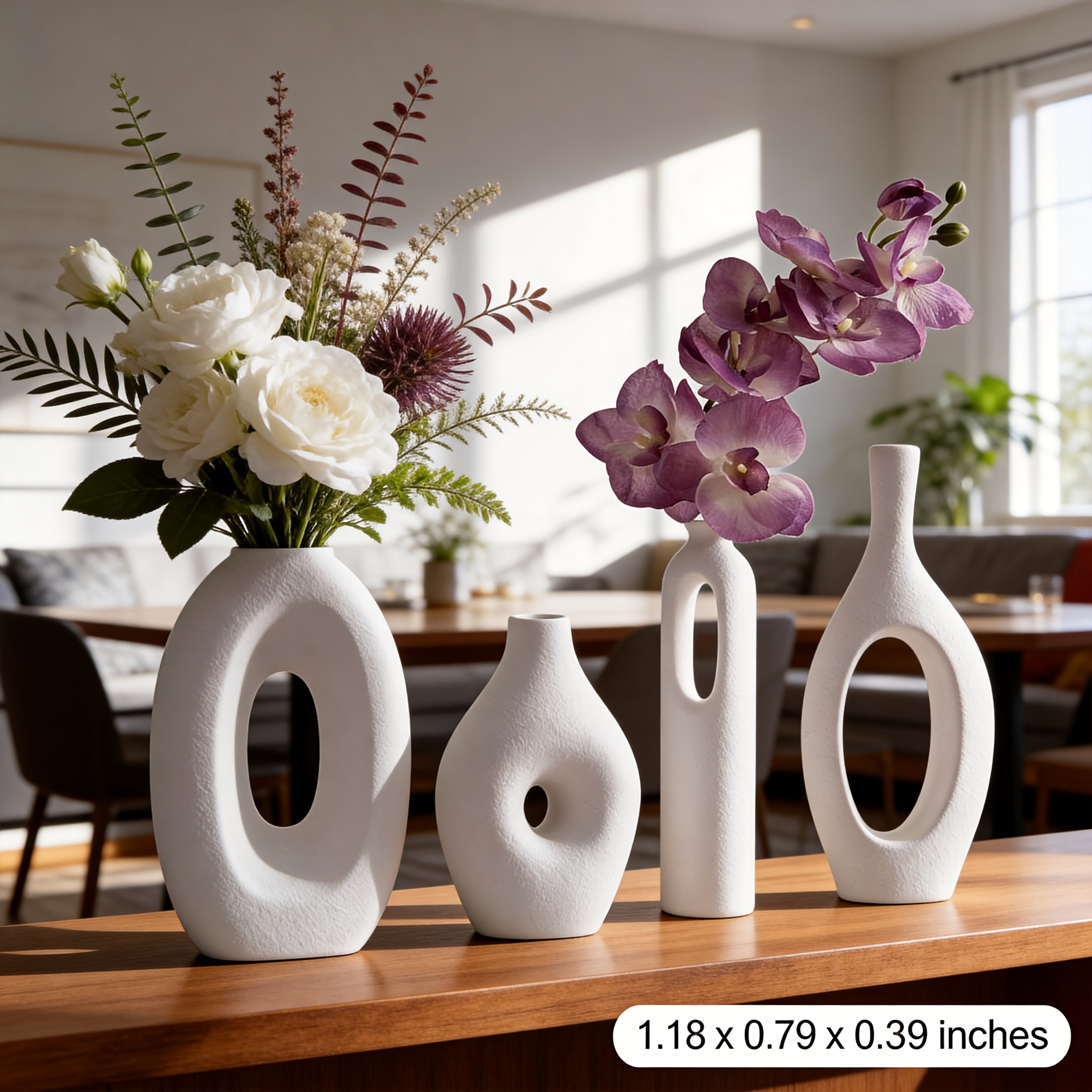 12pcs White Ceramic Vases, Bohemian Style Vases, Suitable for Banquets, Parties, Festivals, Weddings, Homes, Restaurants, Table Decorations, Aesthetic Rooms, Four Seasons Decorations, Christmas And Other Holiday Gifts