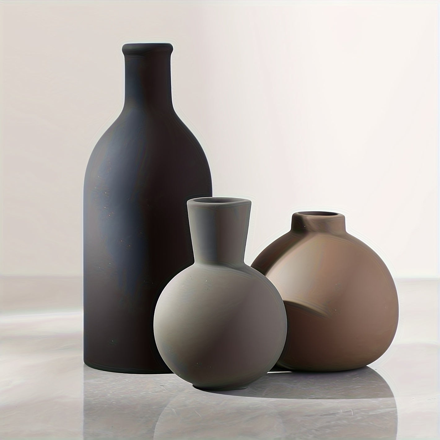 A set of three Morandi ceramic vases, TV cabinet entrance decoration, new Chinese style vases for living room, study, bedroom, office floral home decoration, gift for elders and friends on Mother' s Day and other holidays