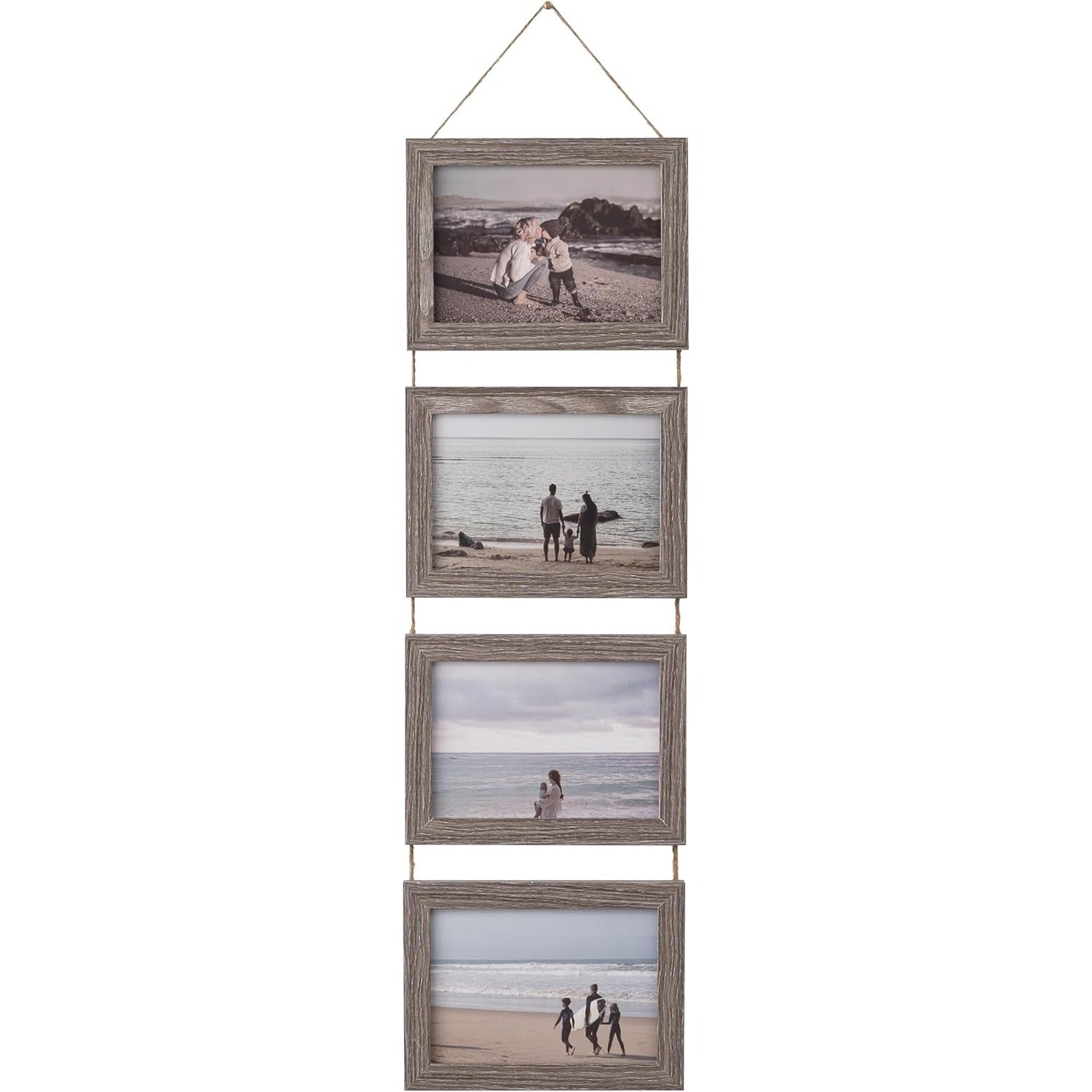 2 Pack Vintage Hanging Picture Frames with Real Glass Panels - Foldable Wall Photo Display Frame Suitable for 4 Photos, Vertical Rectangular Wall-Mounted Picture Frame for Decor, Easy Installation & Space-Saving Photo Showcase