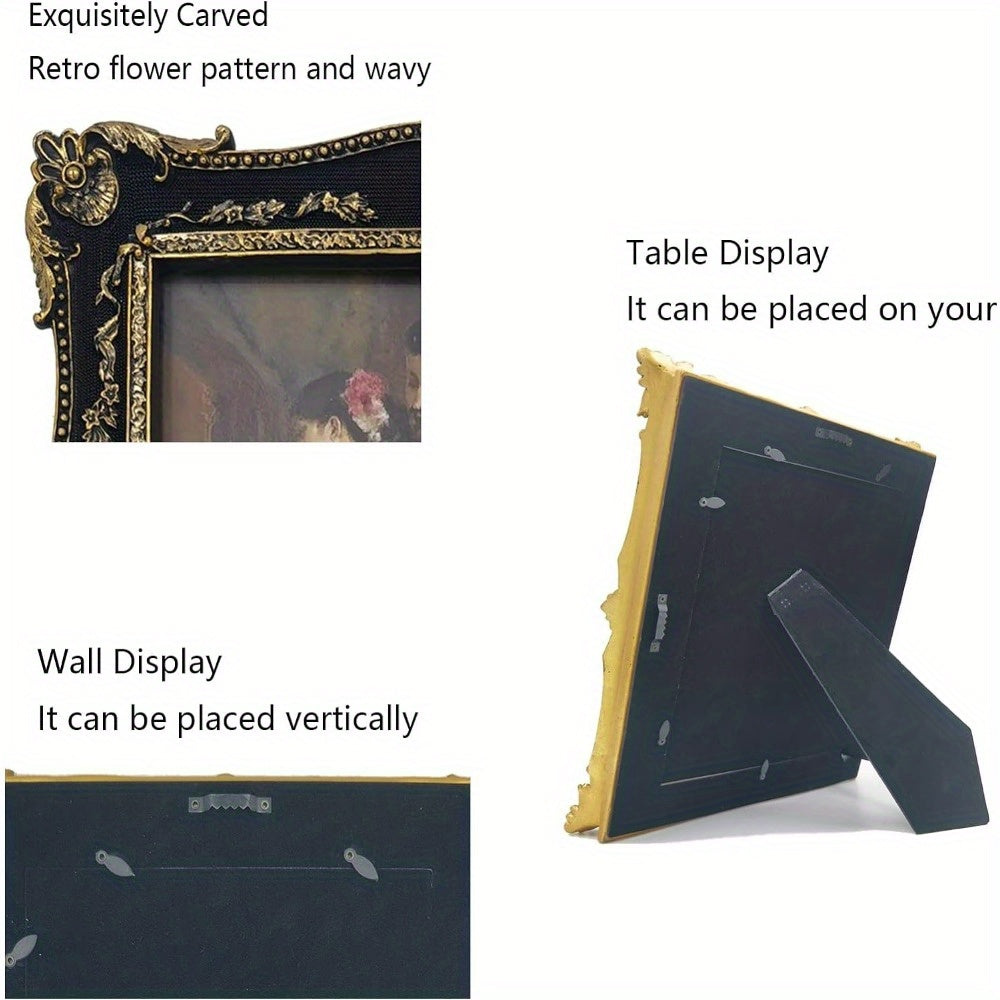 8×10 Picture Frame, Vintage Antique Picture Frames with Glass Front Ornate Black Photo Frames with Mat Home Decor Bedroom Display Stand (8×10 inch, Black)