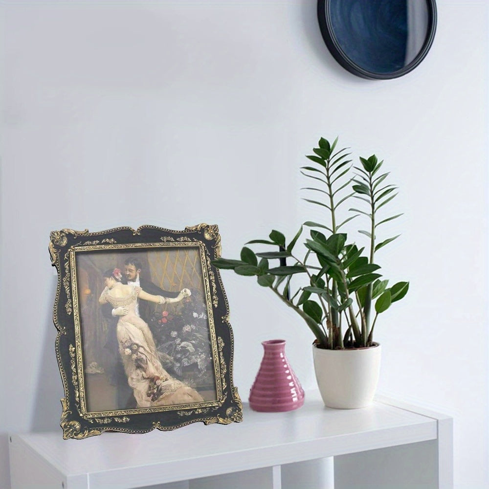 8×10 Picture Frame, Vintage Antique Picture Frames with Glass Front Ornate Black Photo Frames with Mat Home Decor Bedroom Display Stand (8×10 inch, Black)