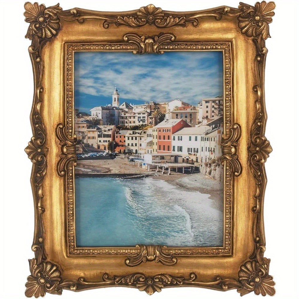 8×10 Vintage Picture Frame, Ornate Bronze Photo Frames with Mat Antique Golden Picture Frames with Glass Front for Tabletop Wall Hanging (8×10 inch, Bronze Gold)