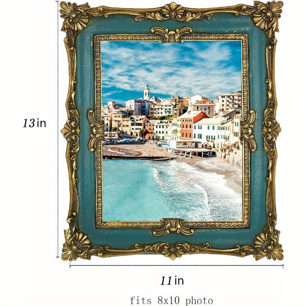 8×10 Vintage Picture Frame, Ornate Bronze Photo Frames with Mat Antique Golden Picture Frames with Glass Front for Tabletop Wall Hanging (8×10 inch, Bronze Gold)