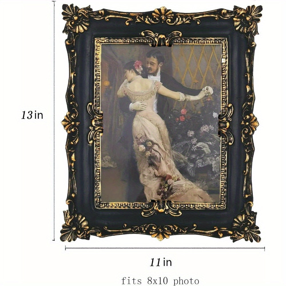 8×10 Vintage Picture Frame, Ornate Bronze Photo Frames with Mat Antique Golden Picture Frames with Glass Front for Tabletop Wall Hanging (8×10 inch, Bronze Gold)
