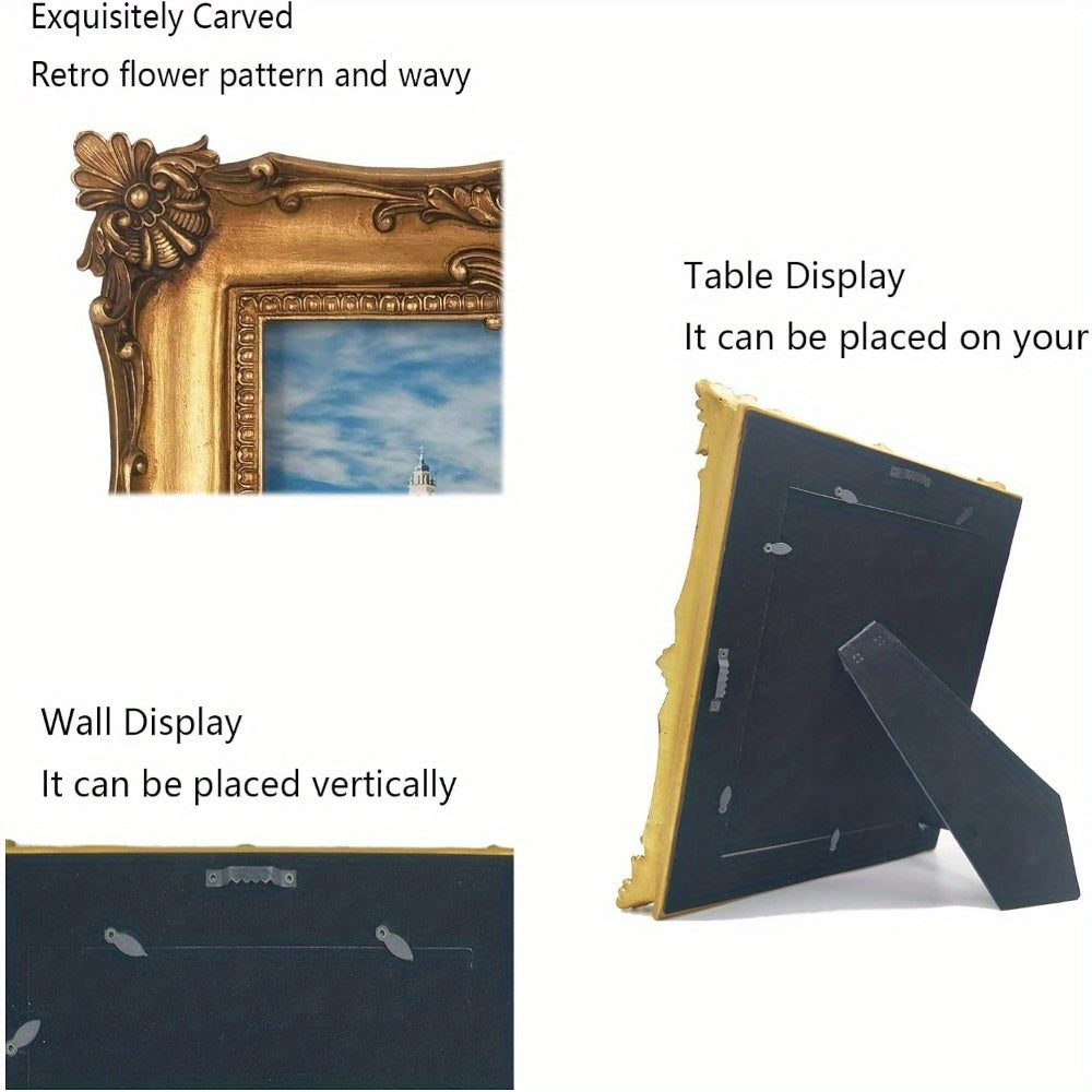 8×10 Vintage Picture Frame, Ornate Bronze Photo Frames with Mat Antique Golden Picture Frames with Glass Front for Tabletop Wall Hanging (8×10 inch, Bronze Gold)