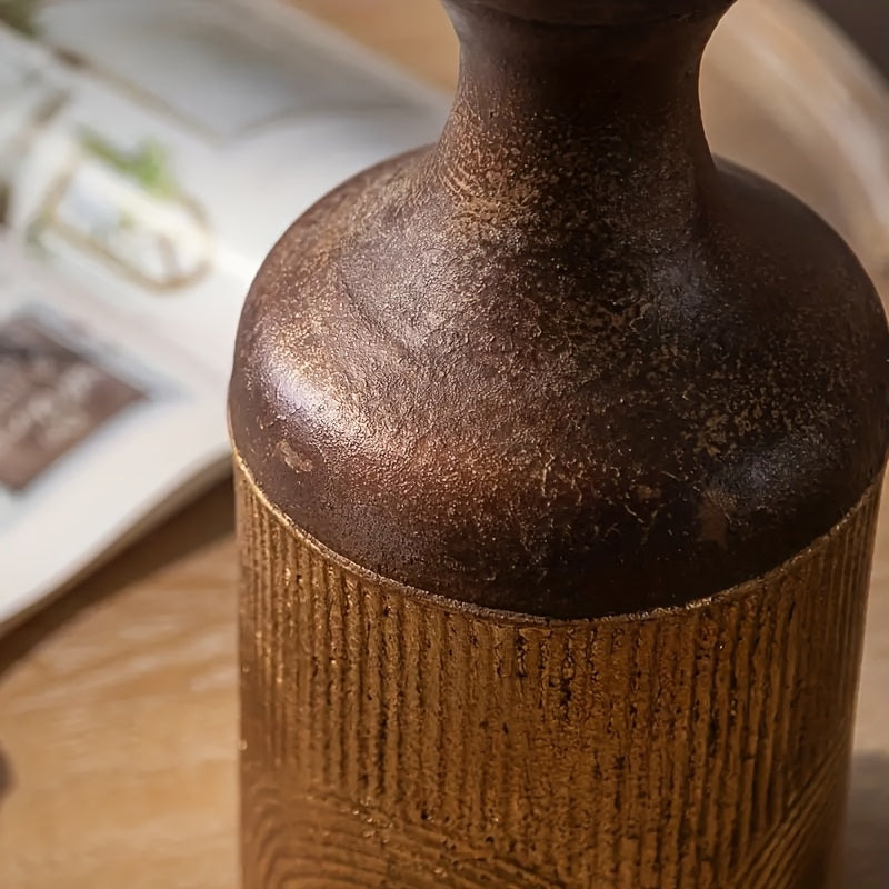 Rustic Metal Pitcher Vase with Handle, Farmhouse Vintage Decorative Jug for Dining Table, Kitchen & Living Room Display