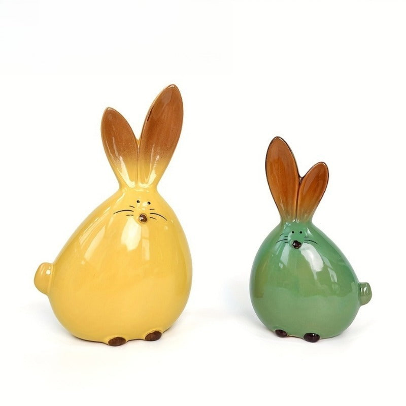 Creative Minimalist Cute Rabbit Ceramic Decoration - Ins-Style Animal Ornament for Living Room, Bedroom & Entryway