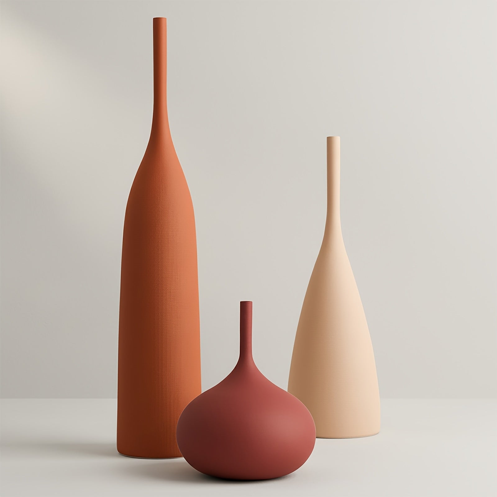 Set of 3 Ceramic Vases | Modern Boho Style Matte Minimalist Bud Vases for Centerpiece Decor, Ideal for Home Decor, Living Room, Bookshelf, and Entryway Table (Multicolor-1)