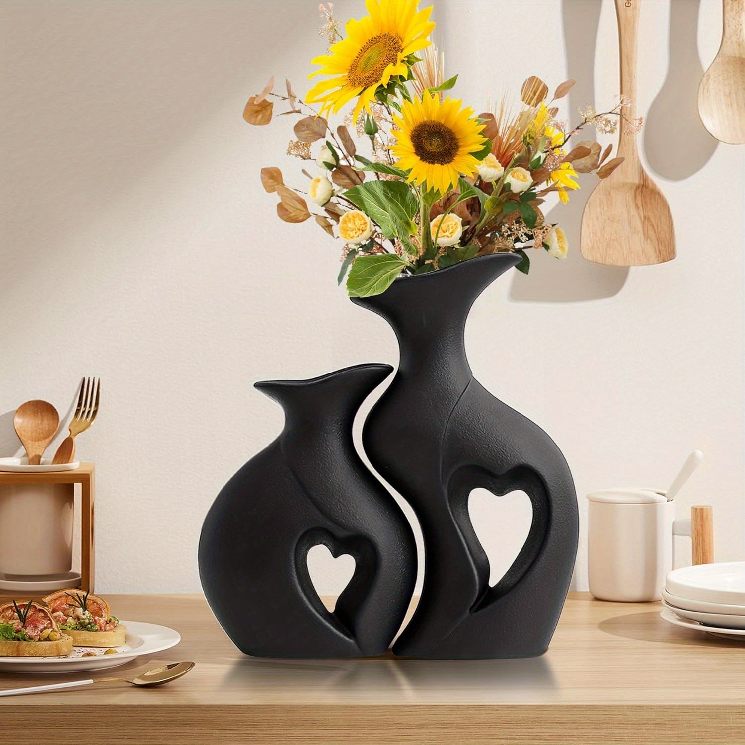 Luxury Resin Ornament Premium Light Luxury Resin Ornament | Ins Style Creative White\u002FBlack Minimalist Home Decor Vase for Living Room, Bocage Decoration Craft - New Home Furnishings