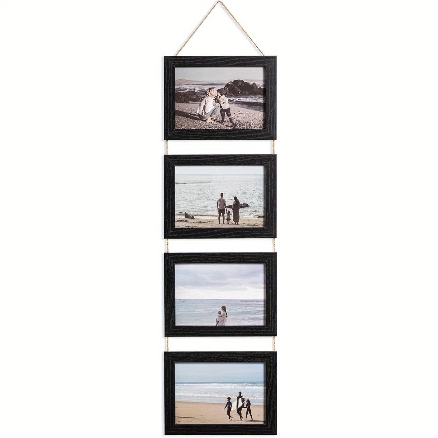 2 Pack Vintage Hanging Picture Frames with Real Glass Panels - Foldable Wall Photo Display Frame Suitable for 4 Photos, Vertical Rectangular Wall-Mounted Picture Frame for Decor, Easy Installation & Space-Saving Photo Showcase