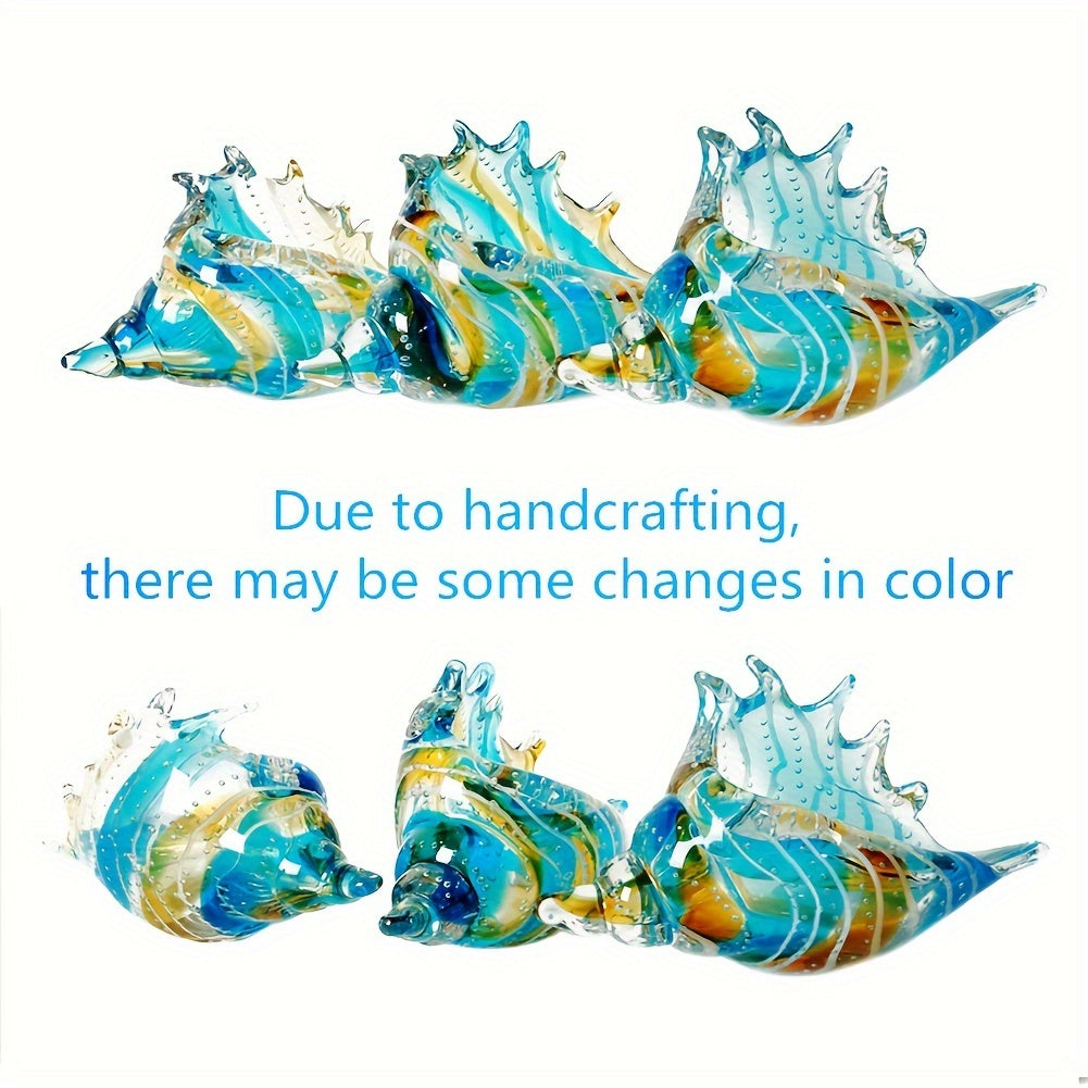 Hand Blown Glass Conch Figurines Ornament, Sea Animal Ornament for Home Decor, Sea Animals Collection for Birthday Gift, Glass Seashell