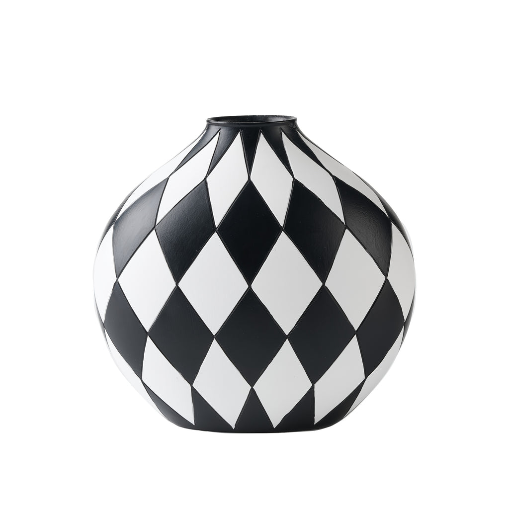 Modern Checker Vase for Home Decor, Aesthetic Decoration for Livng Room, Bedroom, Kitchen, Minimalism Abstract Flower Vase