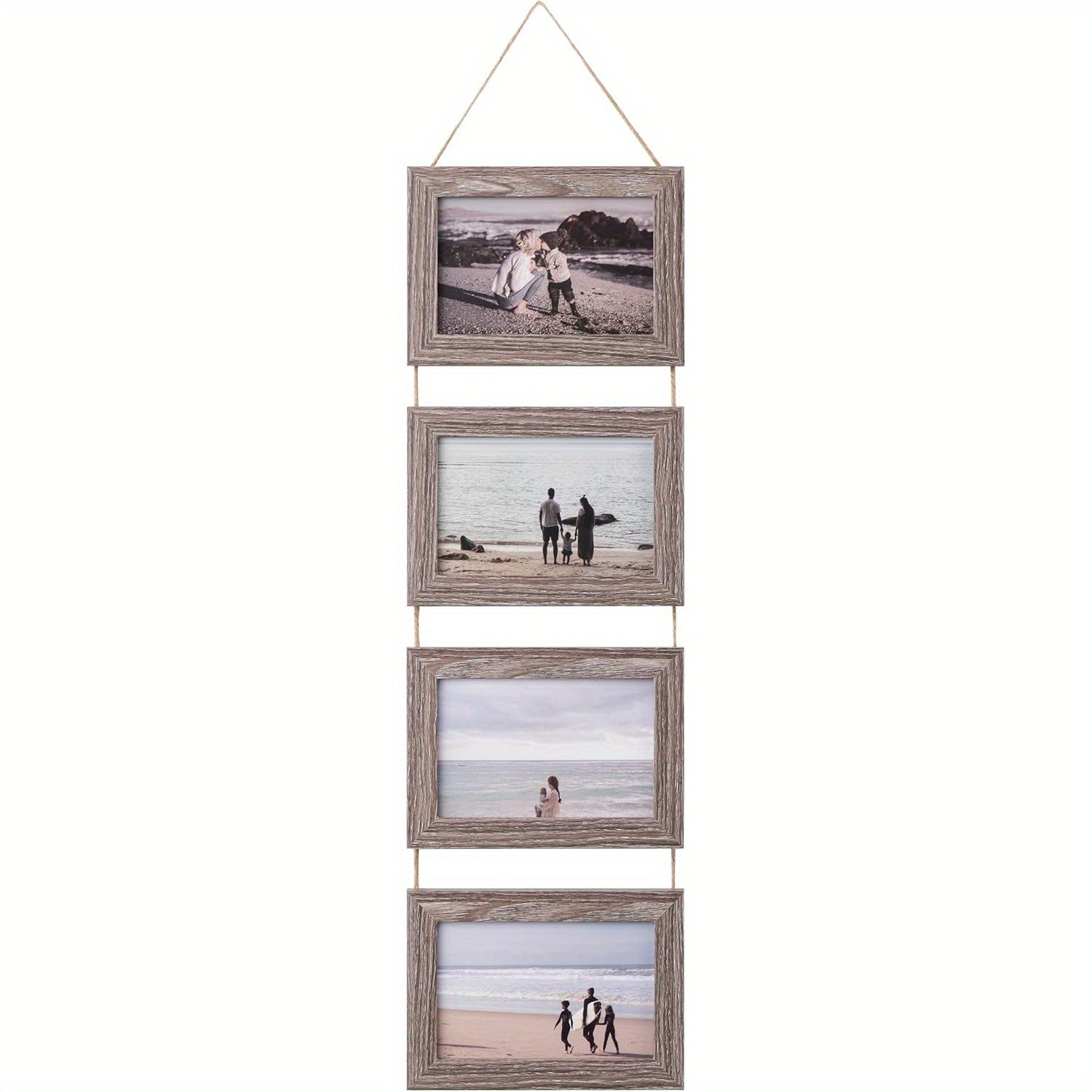 2 Pack Vintage Hanging Picture Frames with Real Glass Panels - Foldable Wall Photo Display Frame Suitable for 4 Photos, Vertical Rectangular Wall-Mounted Picture Frame for Decor, Easy Installation & Space-Saving Photo Showcase
