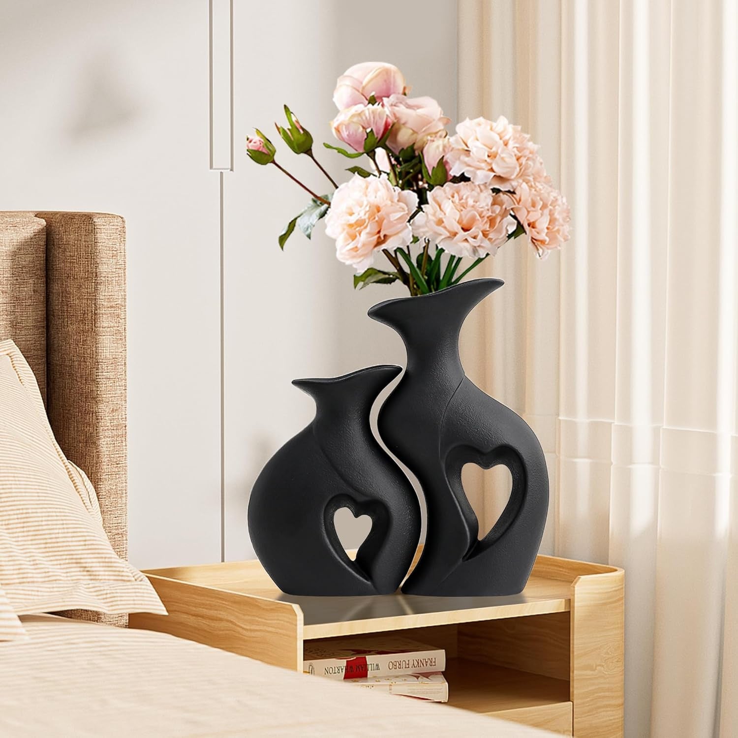 Luxury Resin Ornament Premium Light Luxury Resin Ornament | Ins Style Creative White\u002FBlack Minimalist Home Decor Vase for Living Room, Bocage Decoration Craft - New Home Furnishings