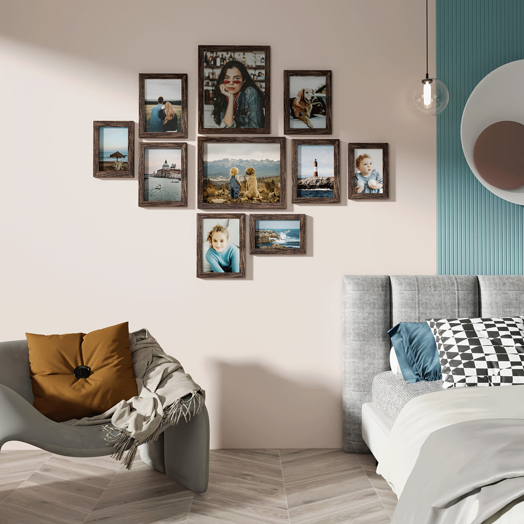 Set of 10 Picture Frames with Shatter-Resistant Glass - Gallery Wall Frame Set with Two 8X10, Four 5X7 And Four 4X6 Frames - Signature Collection