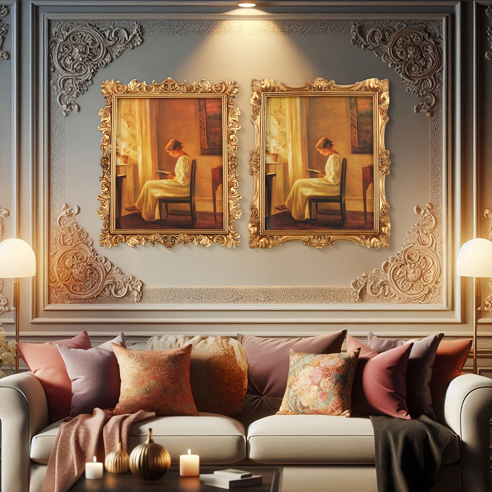 Set of 2 vintage-Style Photo Frames in Golden, Made of Ornate Resin with Acrylic Fronts, Suitable for Wall Mounting Or Tabletop Display, Ideal for Home Decoration (8 X 10 Inches, Vintage Design)