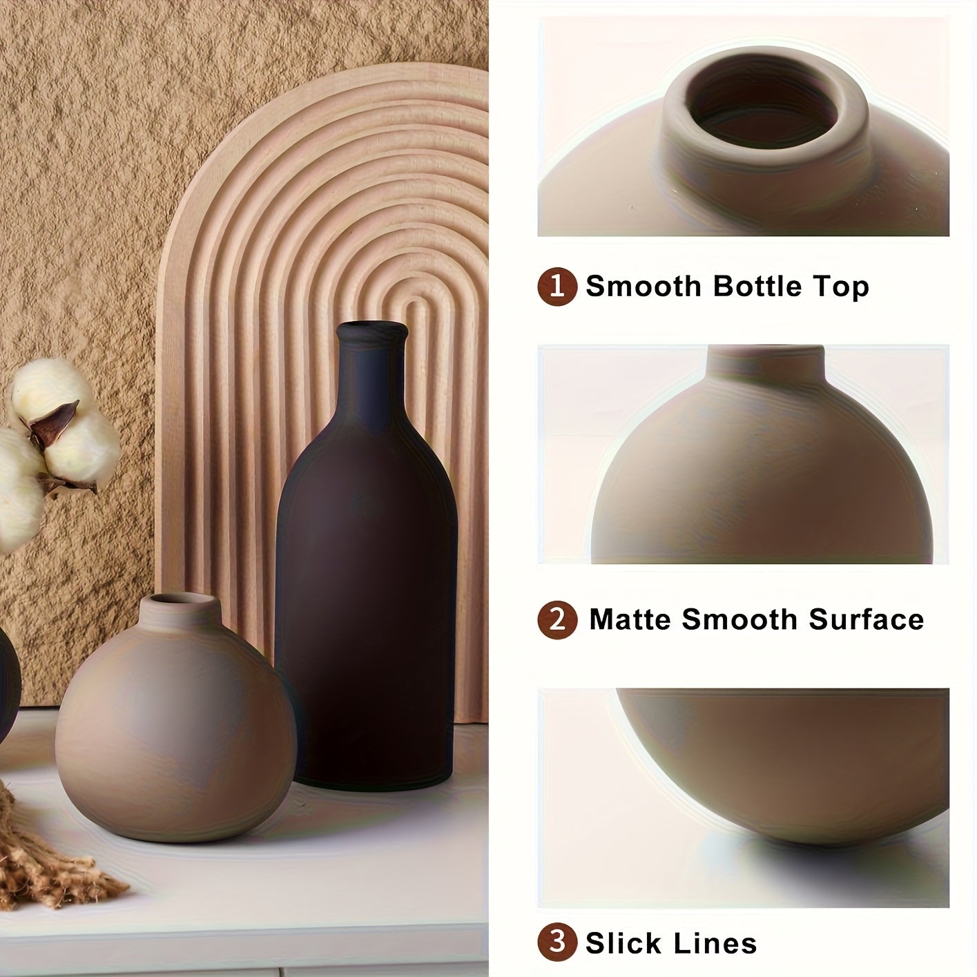 A set of three Morandi ceramic vases, TV cabinet entrance decoration, new Chinese style vases for living room, study, bedroom, office floral home decoration, gift for elders and friends on Mother' s Day and other holidays