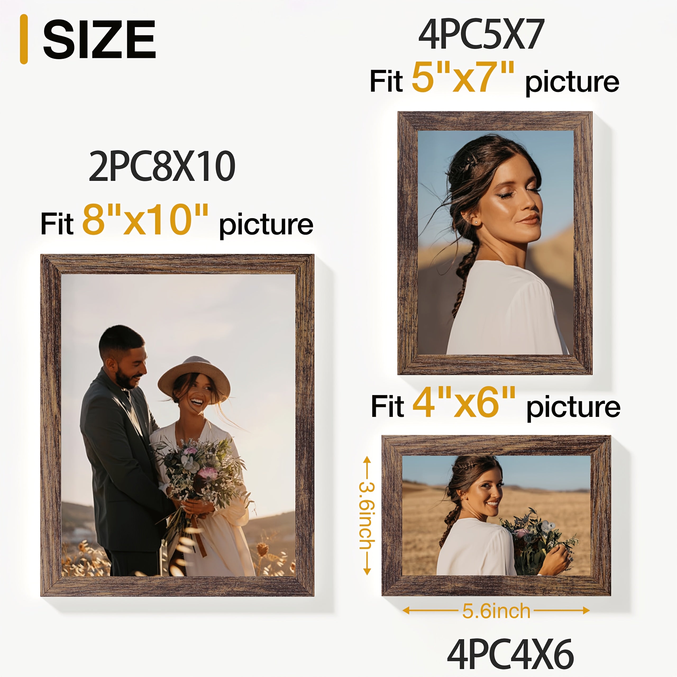 Set of 10 Picture Frames with Shatter-Resistant Glass - Gallery Wall Frame Set with Two 8X10, Four 5X7 And Four 4X6 Frames - Signature Collection