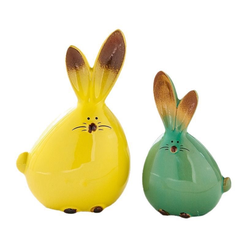 Creative Minimalist Cute Rabbit Ceramic Decoration - Ins-Style Animal Ornament for Living Room, Bedroom & Entryway