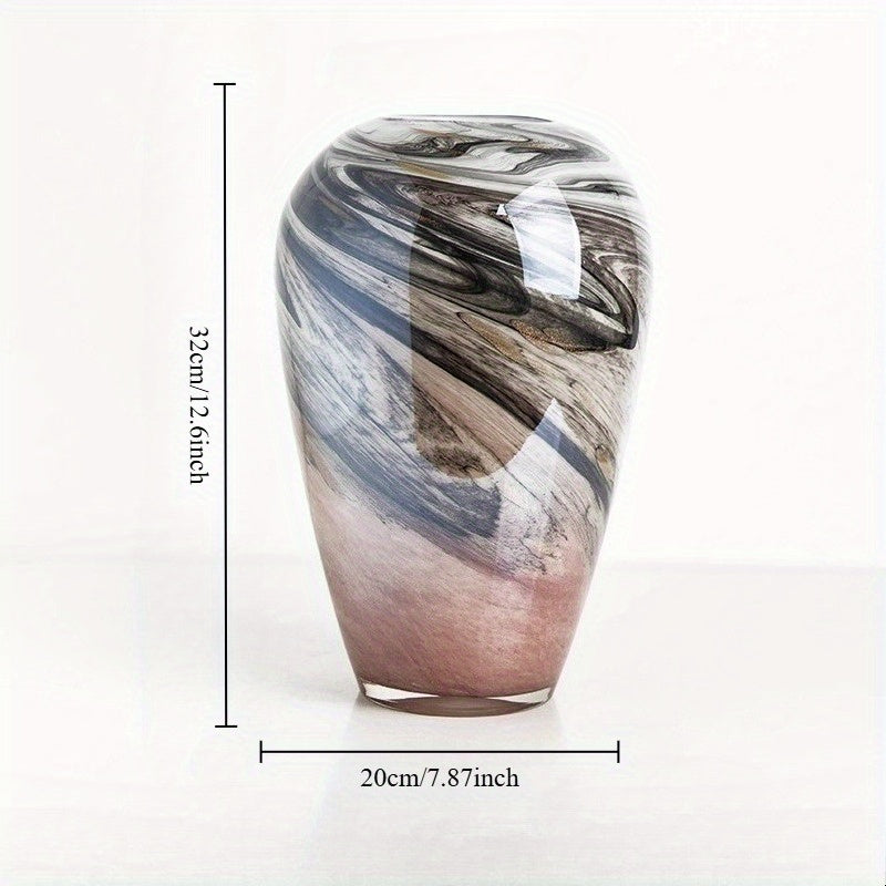 A Stylish Glass Vase in an Elegant Ink Painting Design, Perfect for Decorating a Classic Bedroom Desk, Ideal for Arranging Small Flowers, And Suitable for Hydroponically Grown Fresh Blooms