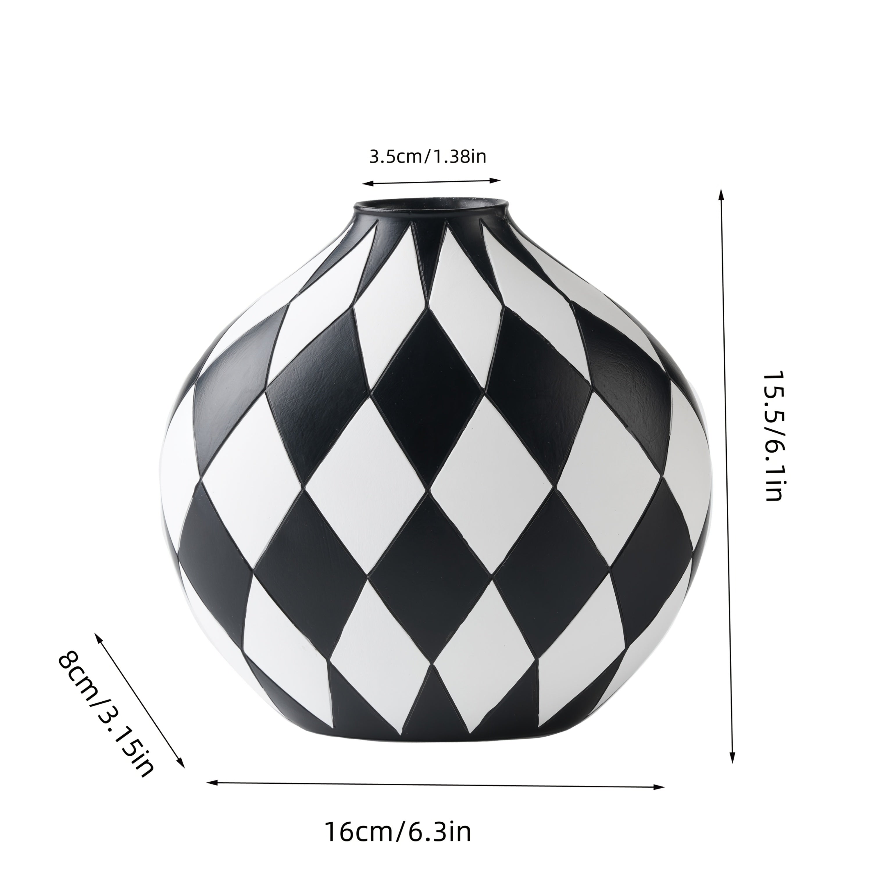 Modern Checker Vase for Home Decor, Aesthetic Decoration for Livng Room, Bedroom, Kitchen, Minimalism Abstract Flower Vase