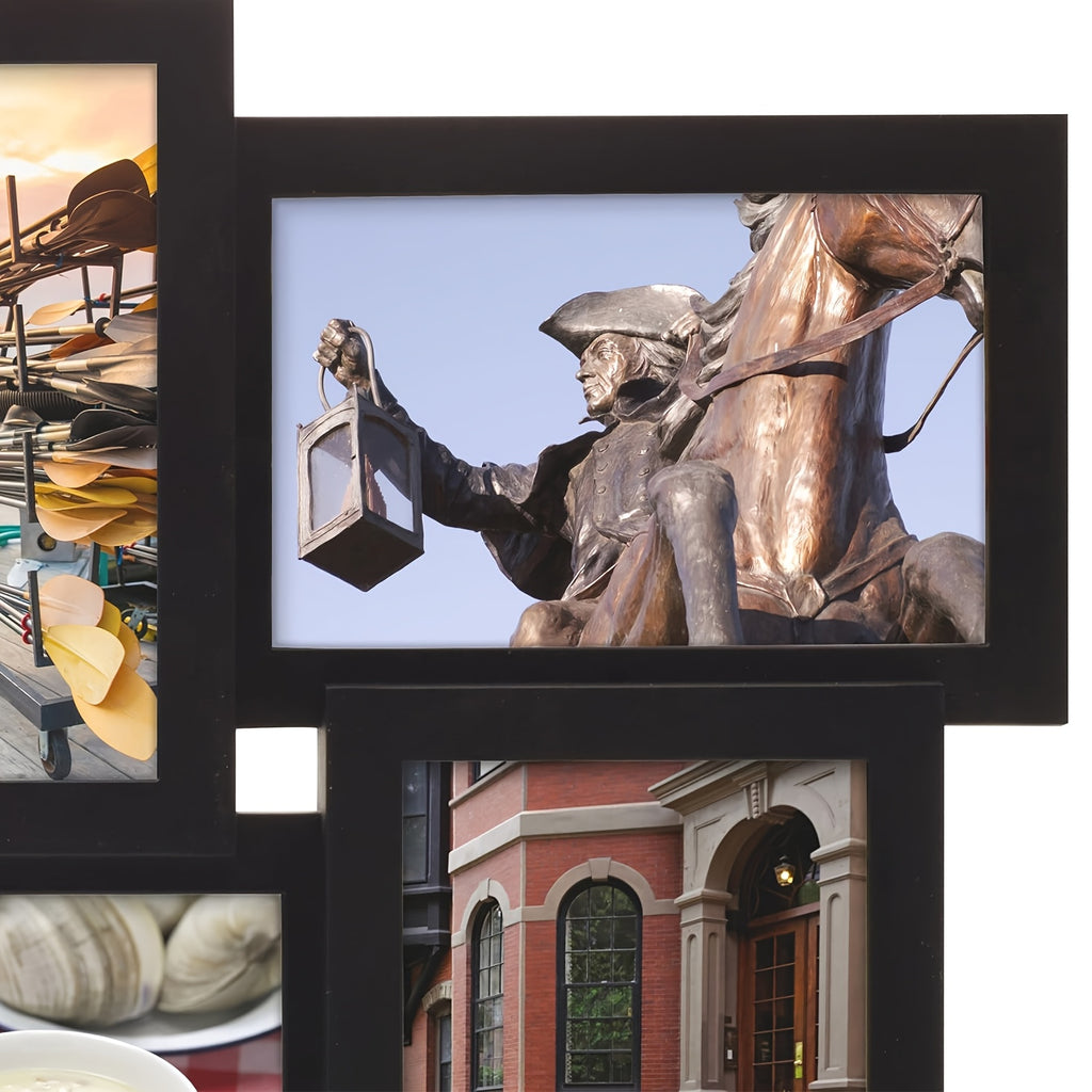 4x6 Photo Collage Frame, 18 x 18 Inch 9 Opening Collage Picture Frames - Displays Four 4x6 and Five 6x4 Inch Photos, Durable Frame Construction with Real Glass, Family Photo Frames Decor - Ideal Gift for Merry Christmas, Wall Hanging or Tabletop