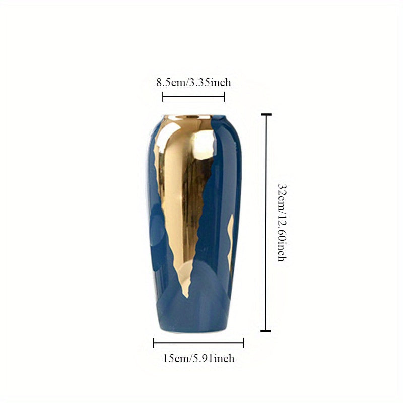 Home Decoration Electroplated Golden Light Luxury Ceramic Vase Ornaments, Modern Simple Vases for Living Room, Bedroom And Study Decoration.