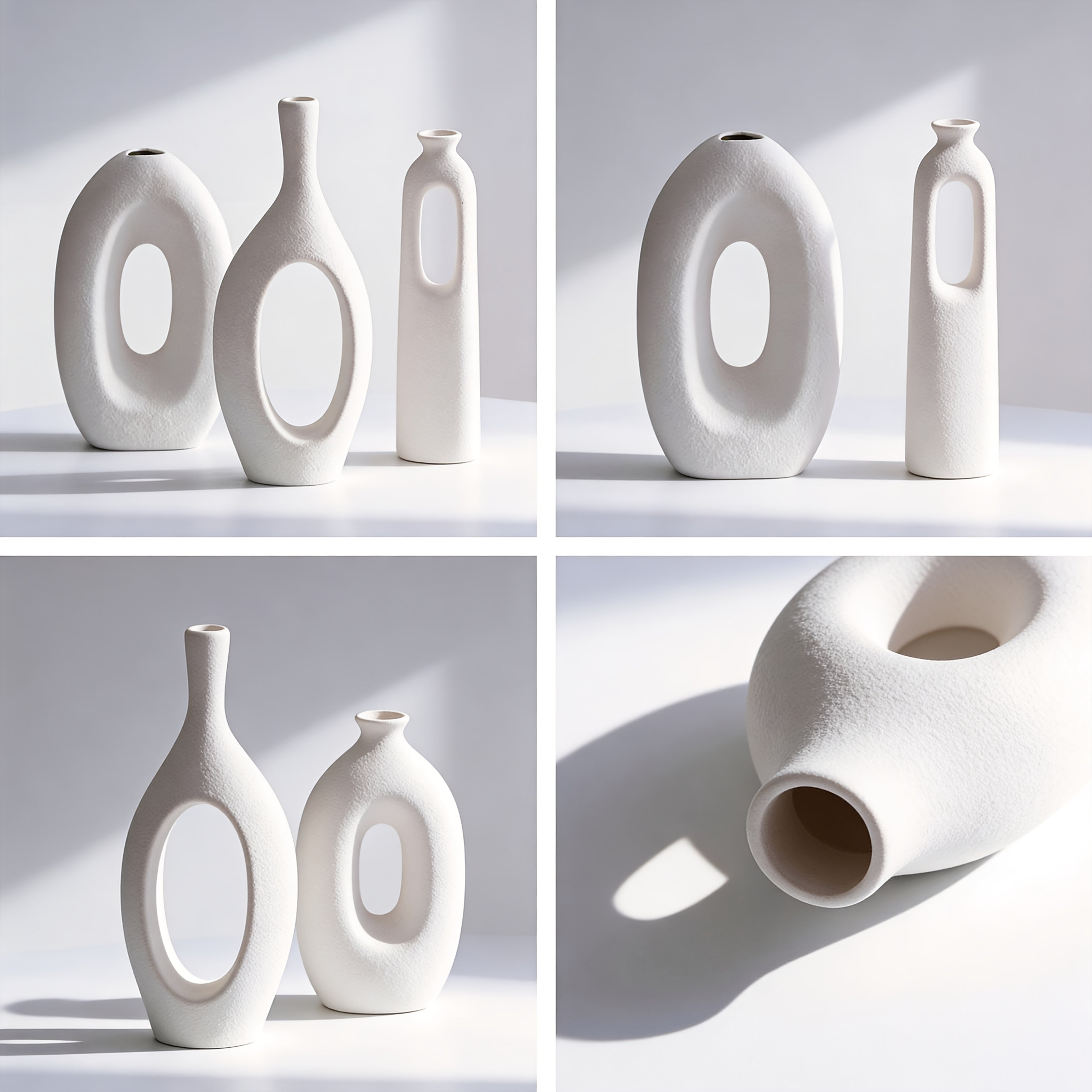 12pcs White Ceramic Vases, Bohemian Style Vases, Suitable for Banquets, Parties, Festivals, Weddings, Homes, Restaurants, Table Decorations, Aesthetic Rooms, Four Seasons Decorations, Christmas And Other Holiday Gifts