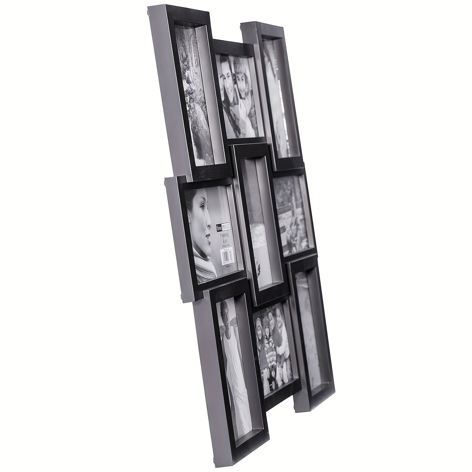 4x6 Photo Collage Frame, 18 x 18 Inch 9 Opening Collage Picture Frames - Displays Four 4x6 and Five 6x4 Inch Photos, Durable Frame Construction with Real Glass, Family Photo Frames Decor - Ideal Gift for Merry Christmas, Wall Hanging or Tabletop
