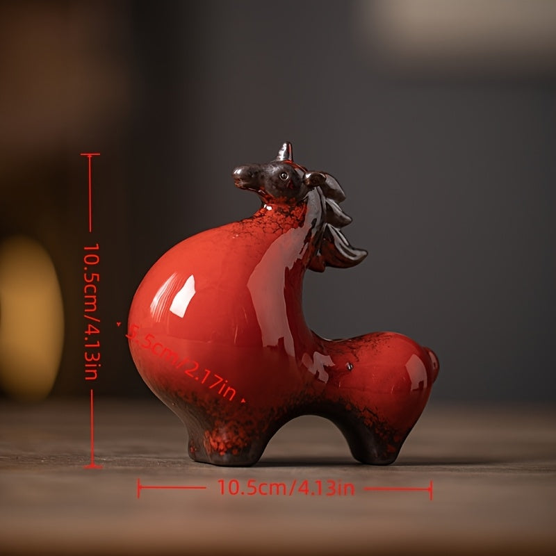 Small Ceramic Tang Horse Ornament | Wealth-Attracting Zodiac Display, Chinese Traditional Decor for Living Room, Entrance, Wine Cabinet, Office Desk