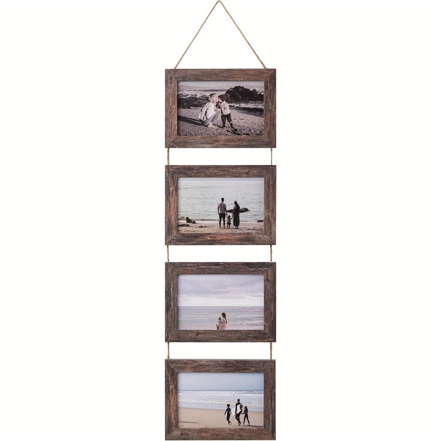 2 Pack Vintage Hanging Picture Frames with Real Glass Panels - Foldable Wall Photo Display Frame Suitable for 4 Photos, Vertical Rectangular Wall-Mounted Picture Frame for Decor, Easy Installation & Space-Saving Photo Showcase